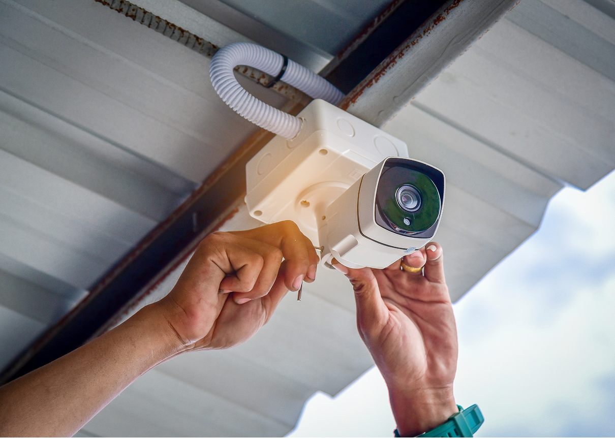 Installing security camera under roof