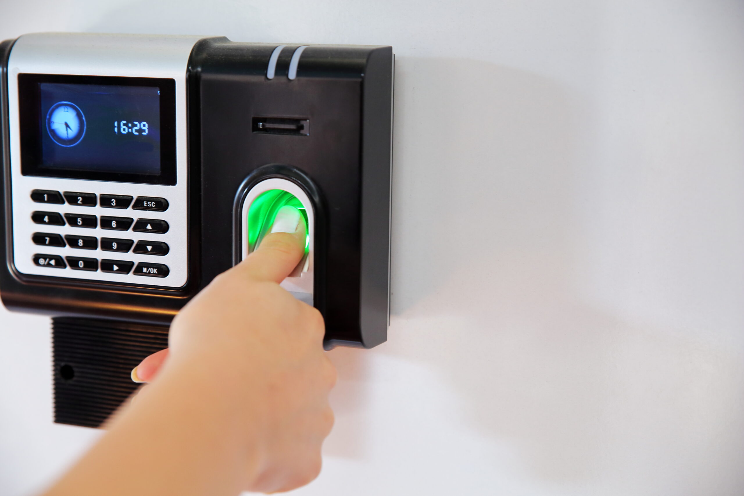 Finger print scan for enter security system with copyspace