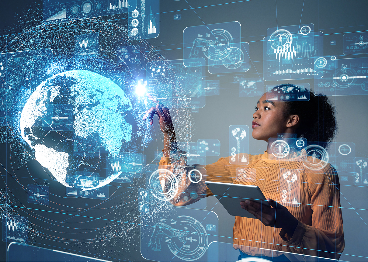 Futuristic technology concept with digital interface