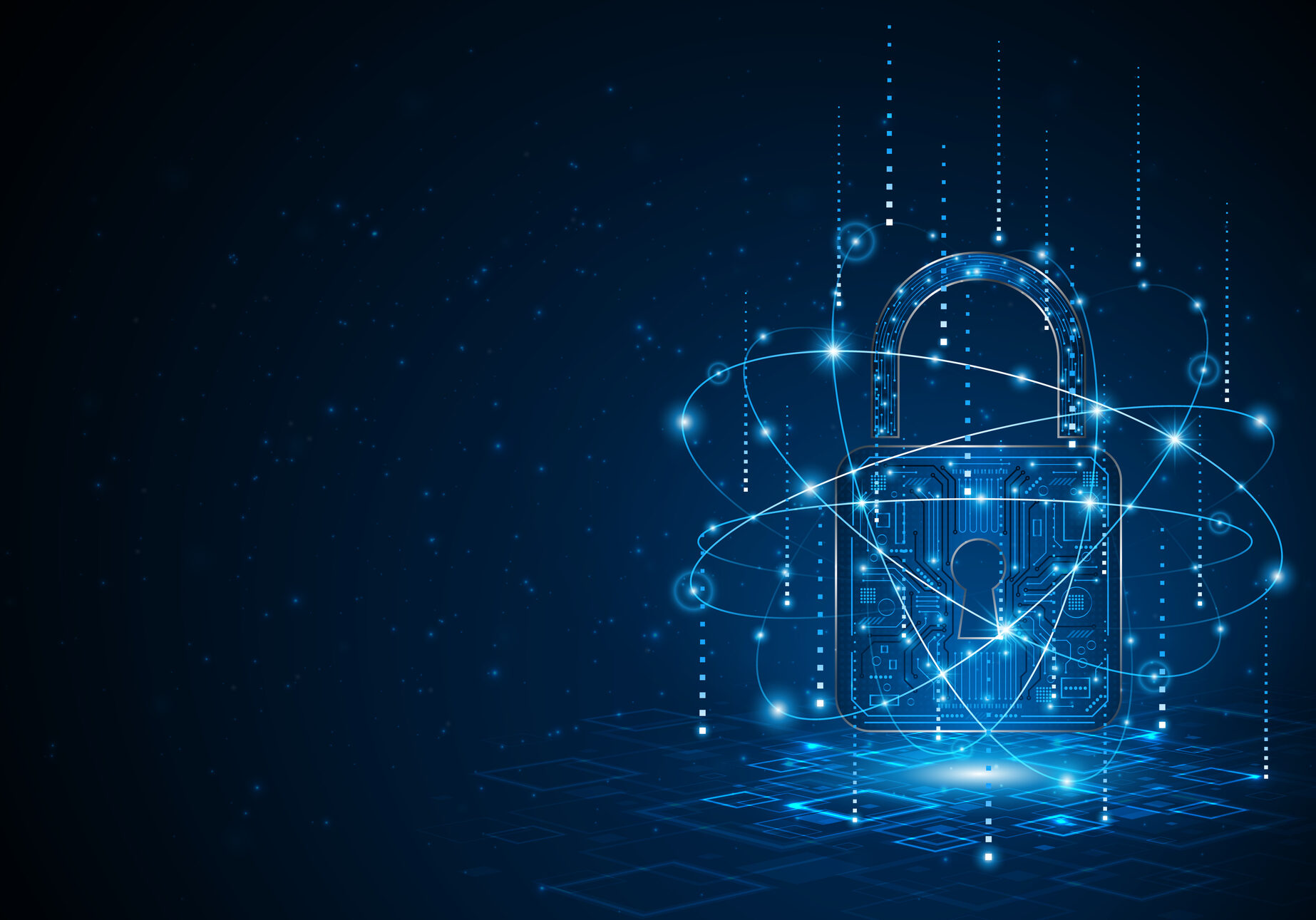 Lock icon. Cyber security and data protection concepts and privacy. Innovative concept of advanced safety technology